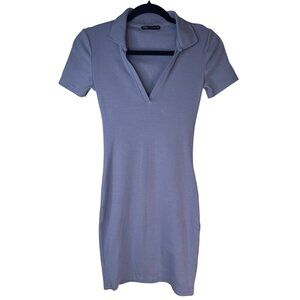 2/$30 Zara Small Lavender Ribbed V-Neck Collared Mini Dress